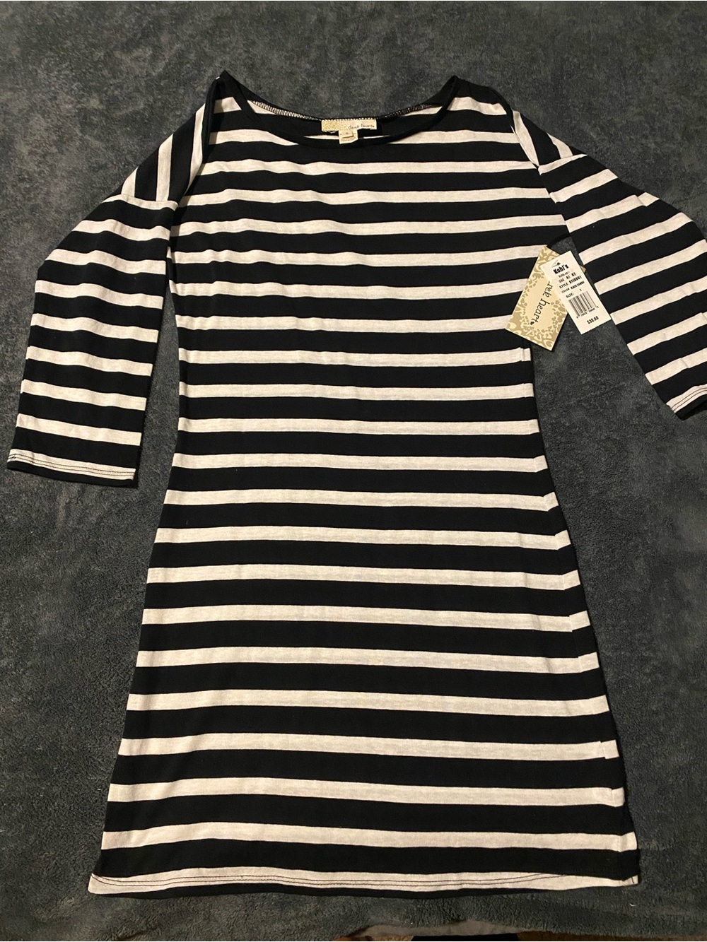 Derek Heart Black & White Striped Midi Shift Dress